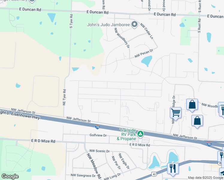 map of restaurants, bars, coffee shops, grocery stores, and more near 1406 NW Eagle Ridge Dr in Grain Valley