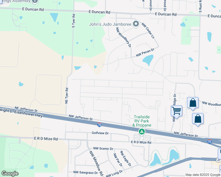 map of restaurants, bars, coffee shops, grocery stores, and more near 1403 Northwest High View Drive in Grain Valley