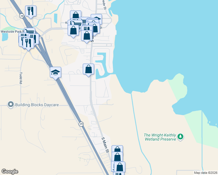 map of restaurants, bars, coffee shops, grocery stores, and more near 1900 South Main Street in Lakeport