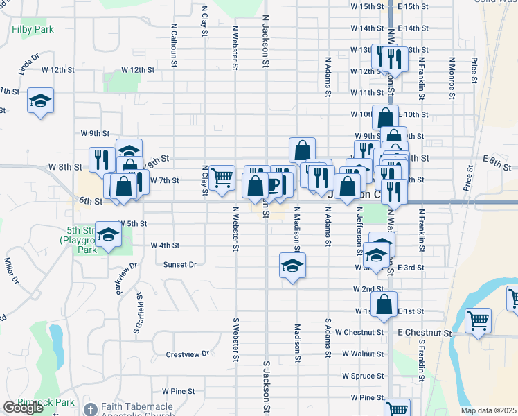map of restaurants, bars, coffee shops, grocery stores, and more near 440 West 6th Street in Junction City