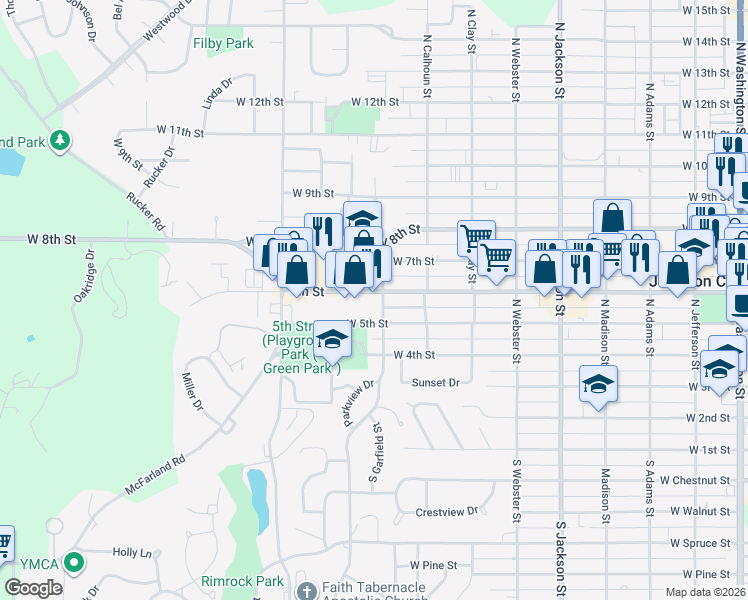 map of restaurants, bars, coffee shops, grocery stores, and more near 840 West 6th Street in Junction City