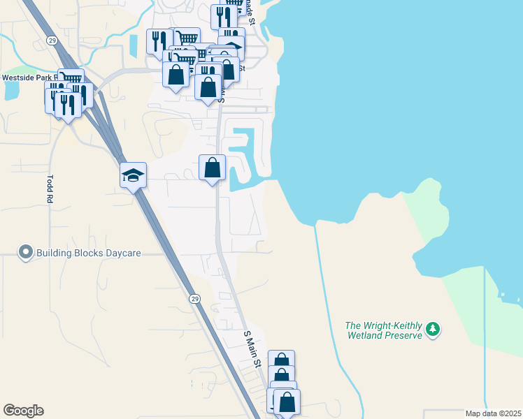 map of restaurants, bars, coffee shops, grocery stores, and more near 1900 South Main Street in Lakeport