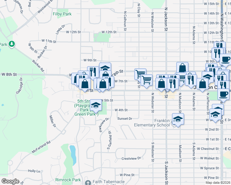 map of restaurants, bars, coffee shops, grocery stores, and more near 835 West 6th Street in Junction City