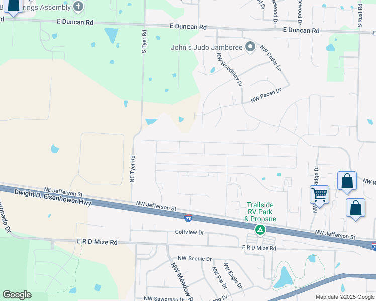 map of restaurants, bars, coffee shops, grocery stores, and more near 1500 Northwest High View Drive in Grain Valley