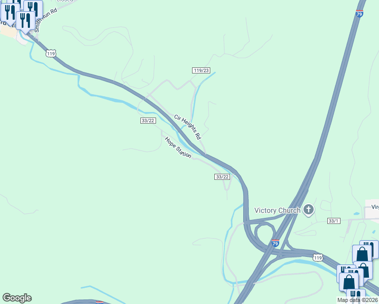 map of restaurants, bars, coffee shops, grocery stores, and more near Hope Station in Weston