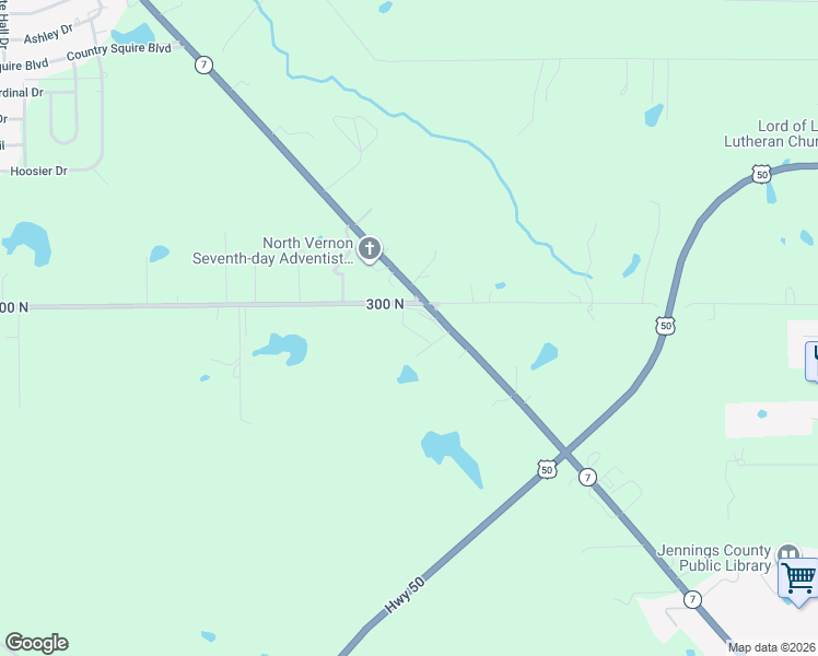 map of restaurants, bars, coffee shops, grocery stores, and more near 2995 State Highway 7 in North Vernon