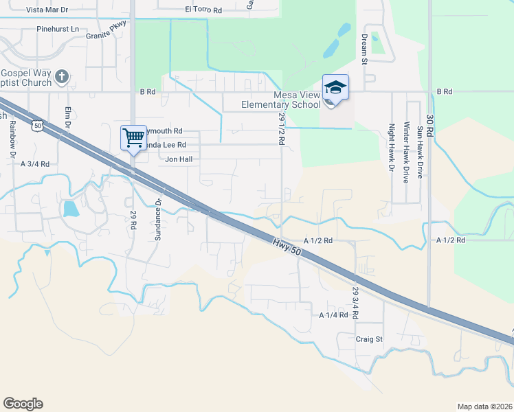 map of restaurants, bars, coffee shops, grocery stores, and more near 163 29 1/2 Road in Grand Junction