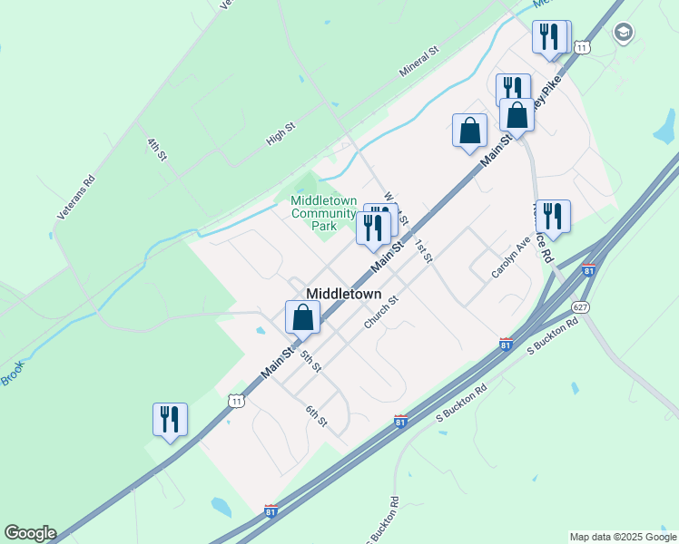map of restaurants, bars, coffee shops, grocery stores, and more near 2330 West 3rd Street in Middletown