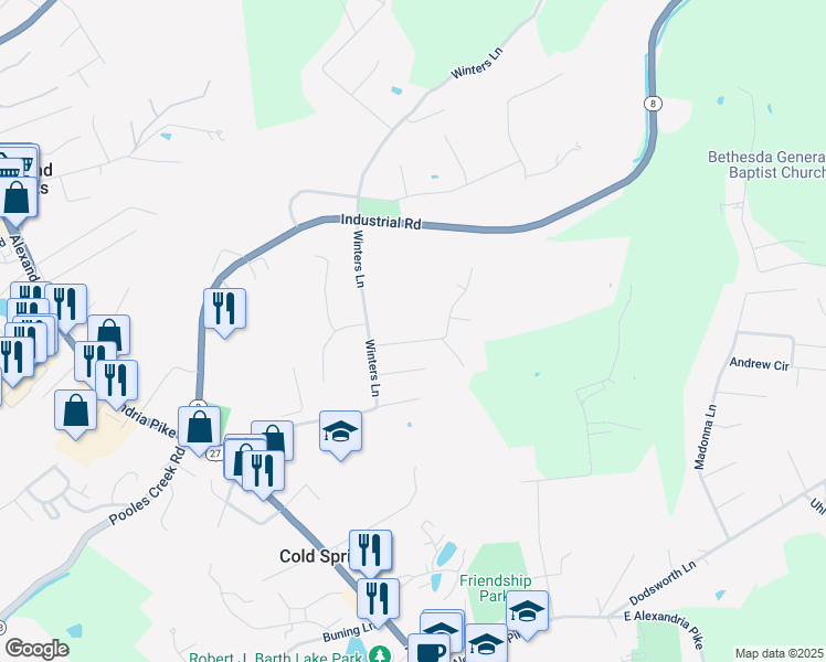 map of restaurants, bars, coffee shops, grocery stores, and more near 7 Brightwood Dr in Cold Spring