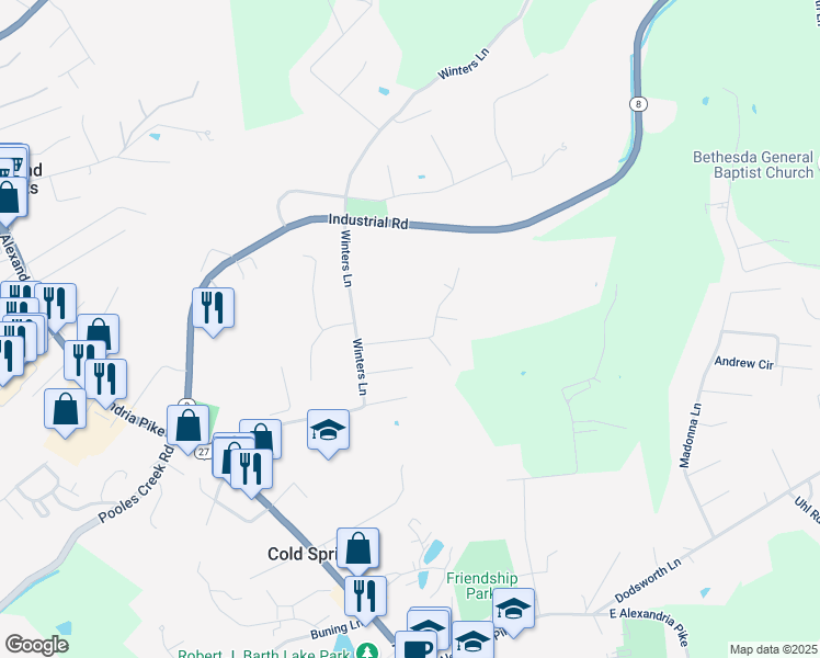 map of restaurants, bars, coffee shops, grocery stores, and more near 7 Brightwood Drive in Cold Spring