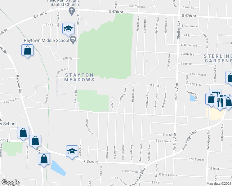 map of restaurants, bars, coffee shops, grocery stores, and more near 5101 Hardy Ct in Kansas City