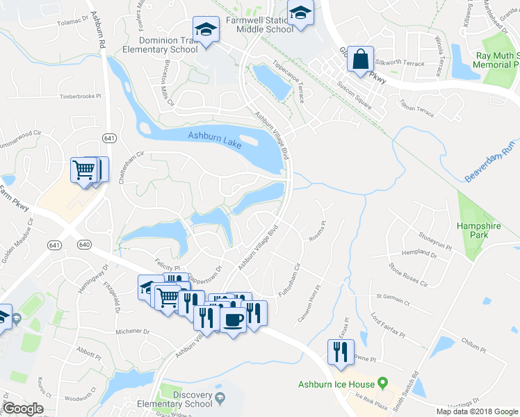 map of restaurants, bars, coffee shops, grocery stores, and more near 44108 Saxony Terrace in Ashburn