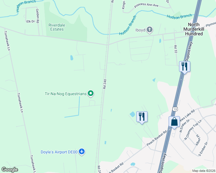 map of restaurants, bars, coffee shops, grocery stores, and more near 1600 Turkey Point Road in Felton