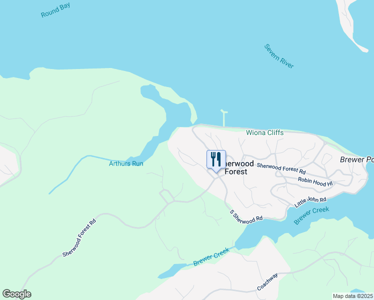 map of restaurants, bars, coffee shops, grocery stores, and more near 216 Nottingham Hill in Annapolis