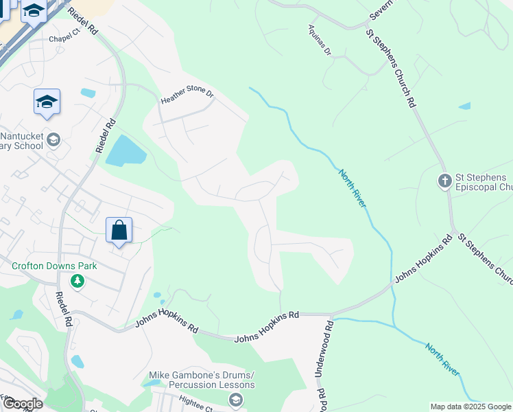 map of restaurants, bars, coffee shops, grocery stores, and more near 602 Maccubbin Lane in Gambrills
