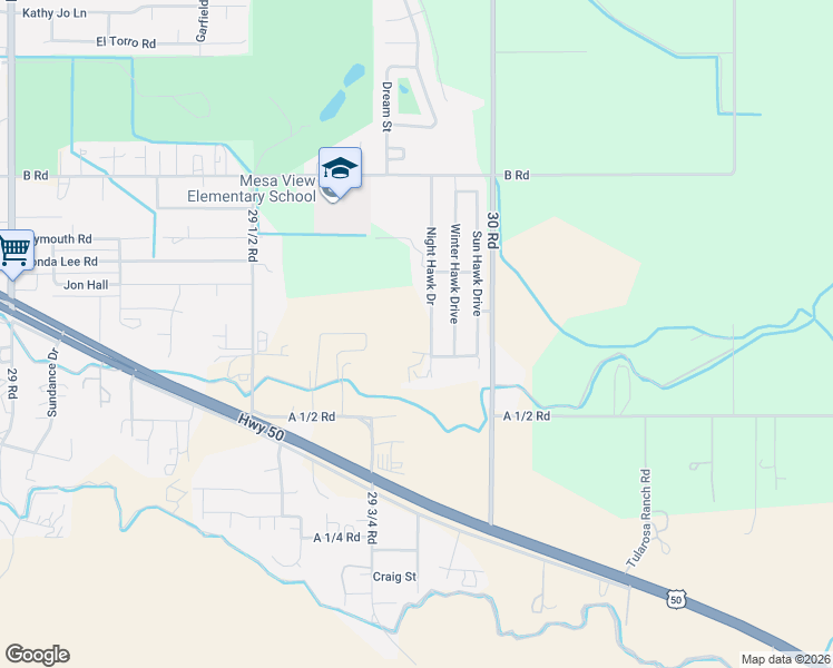 map of restaurants, bars, coffee shops, grocery stores, and more near 167 Night Hawk Drive in Grand Junction