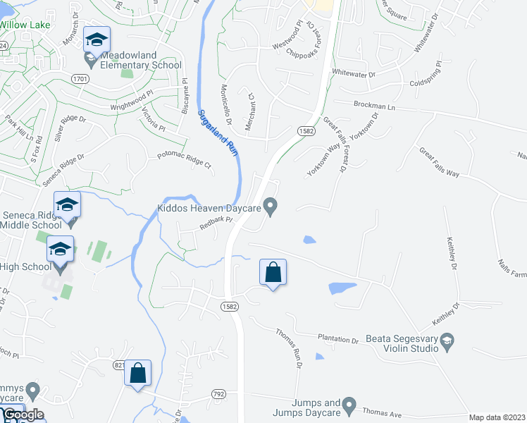 map of restaurants, bars, coffee shops, grocery stores, and more near 21187 Millwood Square in Sterling