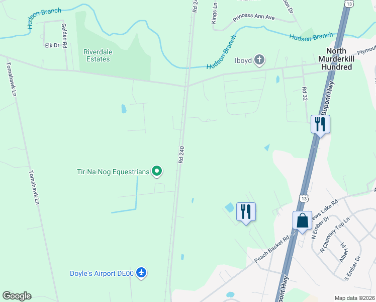 map of restaurants, bars, coffee shops, grocery stores, and more near 1600 Turkey Point Road in Felton