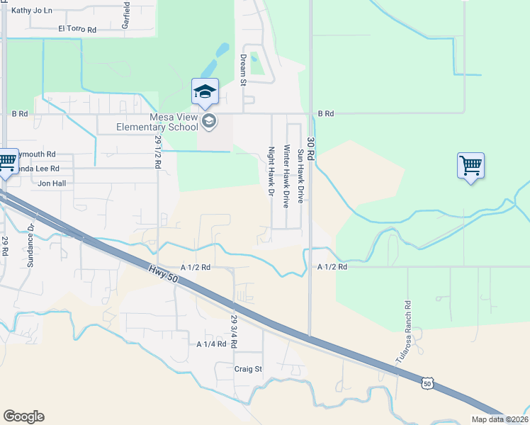 map of restaurants, bars, coffee shops, grocery stores, and more near 167 Night Hawk Drive in Grand Junction