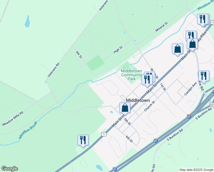 map of restaurants, bars, coffee shops, grocery stores, and more near 2476 Laurel Lane in Middletown