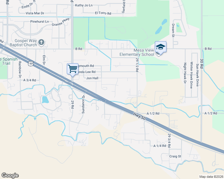 map of restaurants, bars, coffee shops, grocery stores, and more near 2929 Jon Hall Street in Grand Junction
