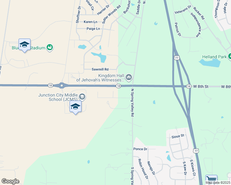 map of restaurants, bars, coffee shops, grocery stores, and more near 2312 Wildcat Lane in Junction City