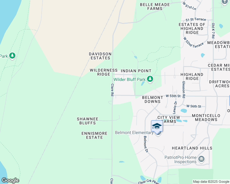 map of restaurants, bars, coffee shops, grocery stores, and more near 5475 Clare Road in Shawnee