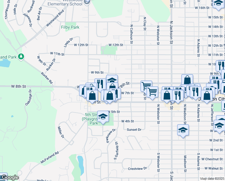 map of restaurants, bars, coffee shops, grocery stores, and more near 920 West 6th Street in Junction City