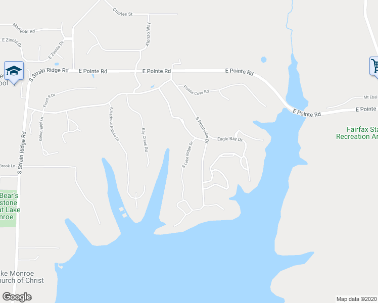 map of restaurants, bars, coffee shops, grocery stores, and more near 9355 South Lake Ridge Drive in Bloomington