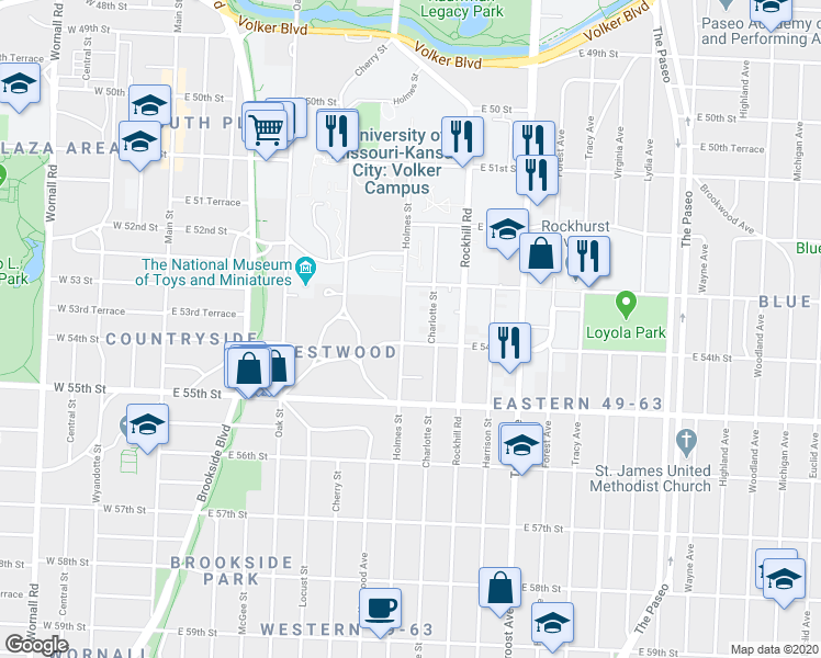 map of restaurants, bars, coffee shops, grocery stores, and more near in Kansas City