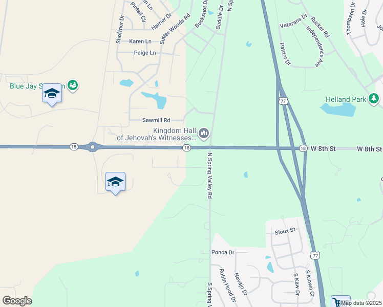 map of restaurants, bars, coffee shops, grocery stores, and more near 2312 Wildcat Lane in Junction City