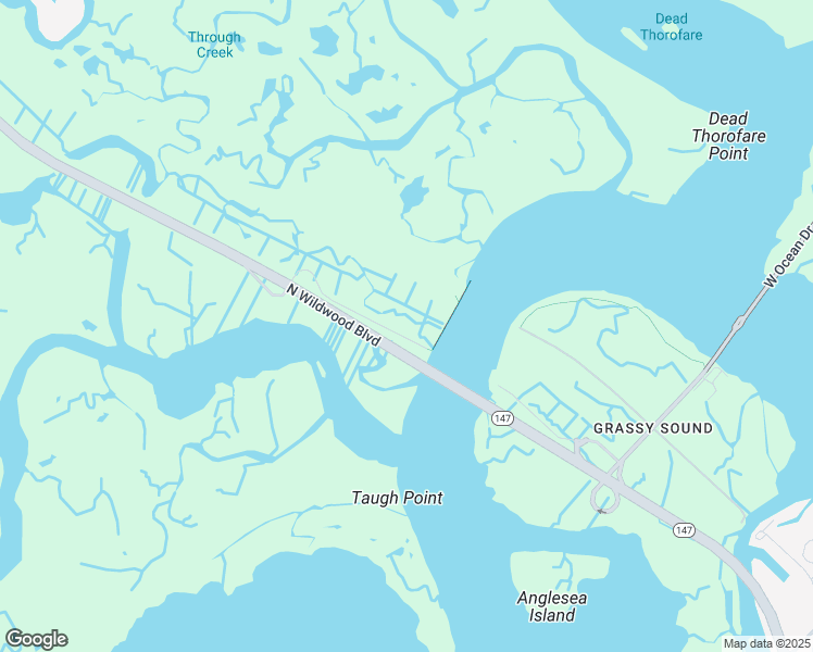 map of restaurants, bars, coffee shops, grocery stores, and more near 74 North Wildwood Boulevard in Wildwood