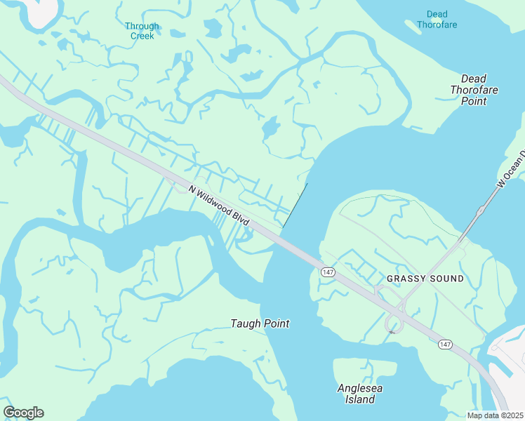 map of restaurants, bars, coffee shops, grocery stores, and more near 74 North Wildwood Boulevard in Wildwood