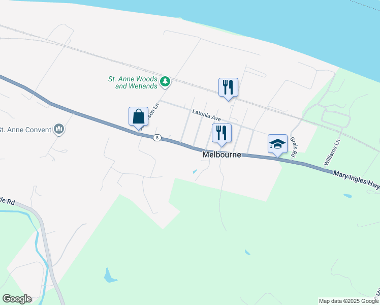 map of restaurants, bars, coffee shops, grocery stores, and more near 712 Mary Ingles Highway in Melbourne