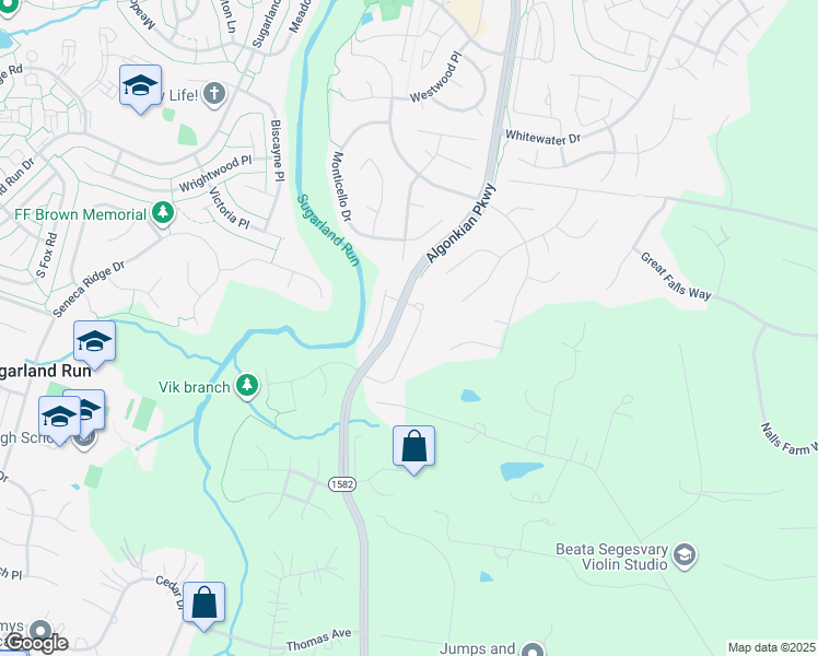 map of restaurants, bars, coffee shops, grocery stores, and more near 21163 Millwood Square in Sterling