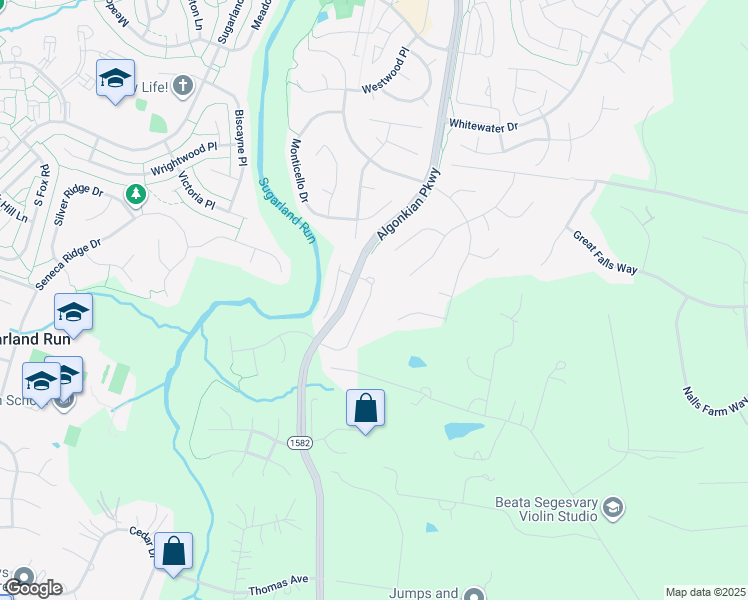 map of restaurants, bars, coffee shops, grocery stores, and more near 21166 Millwood Square in Sterling