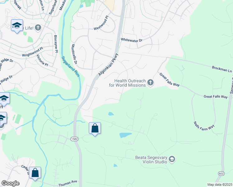map of restaurants, bars, coffee shops, grocery stores, and more near 20007 Great Falls Forest Drive in Great Falls