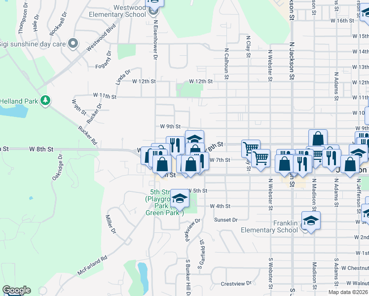 map of restaurants, bars, coffee shops, grocery stores, and more near 922 West 8th Street in Junction City