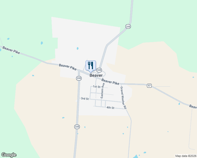 map of restaurants, bars, coffee shops, grocery stores, and more near in Beaver