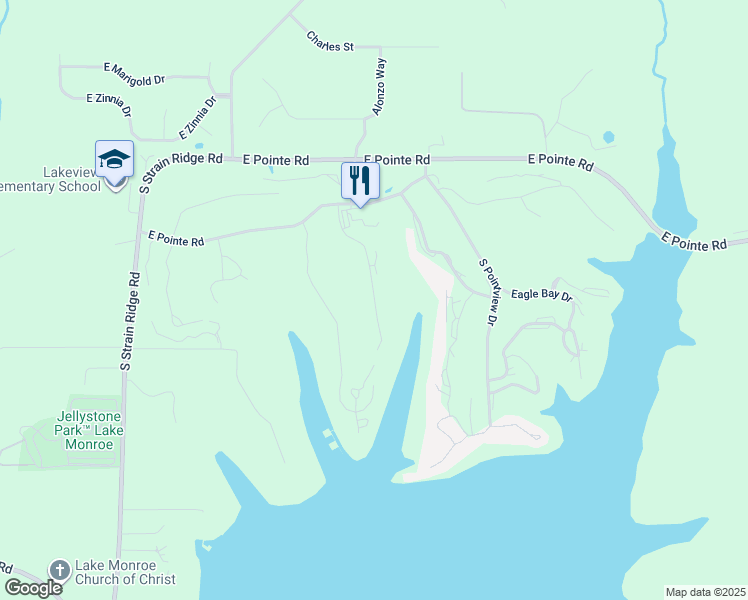 map of restaurants, bars, coffee shops, grocery stores, and more near Bay Creek Road in Monroe County