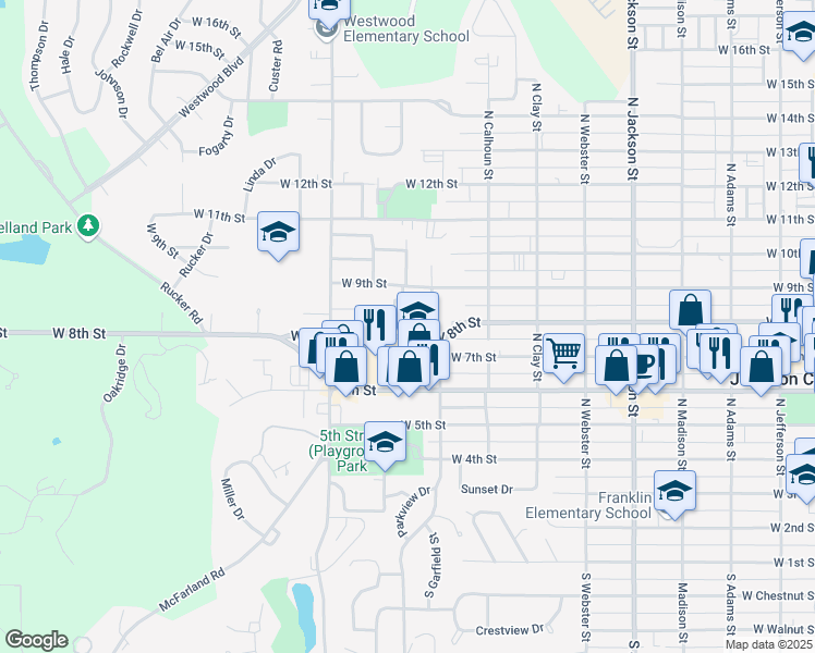 map of restaurants, bars, coffee shops, grocery stores, and more near 922 West 8th Street in Junction City