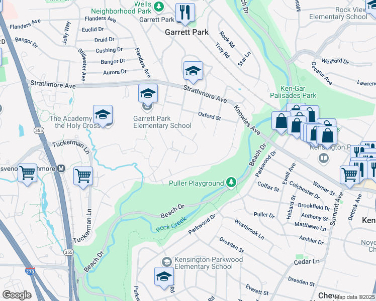 map of restaurants, bars, coffee shops, grocery stores, and more near 10419 Montrose Avenue in Bethesda