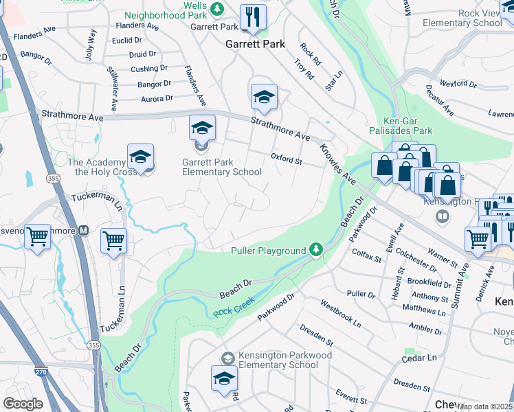 map of restaurants, bars, coffee shops, grocery stores, and more near 10405 Montrose Avenue in Bethesda