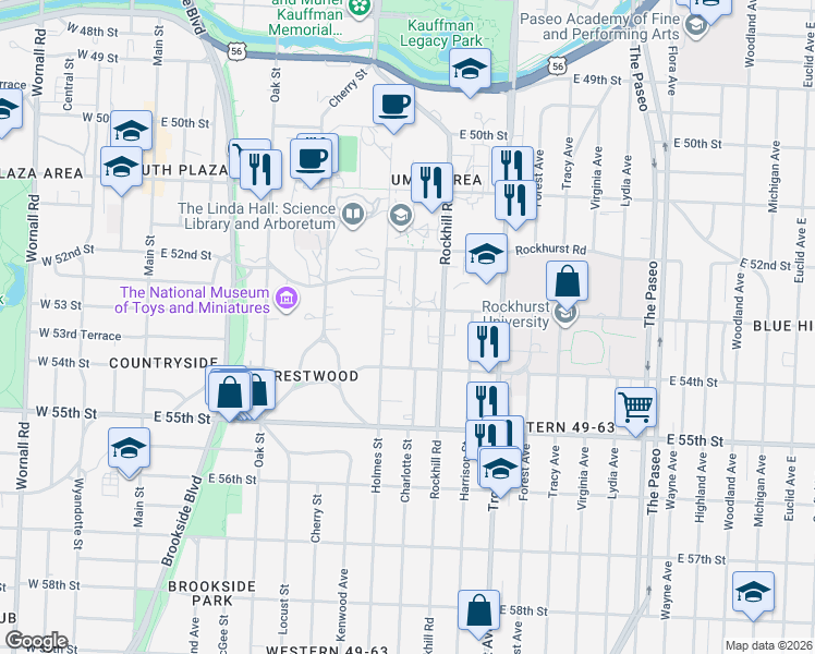 map of restaurants, bars, coffee shops, grocery stores, and more near in Kansas City