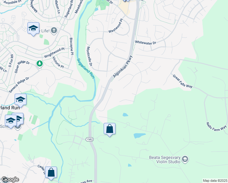 map of restaurants, bars, coffee shops, grocery stores, and more near 21154 Millwood Square in Great Falls