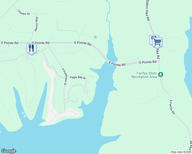 map of restaurants, bars, coffee shops, grocery stores, and more near 3942 East Eagle Bay Drive in Bloomington