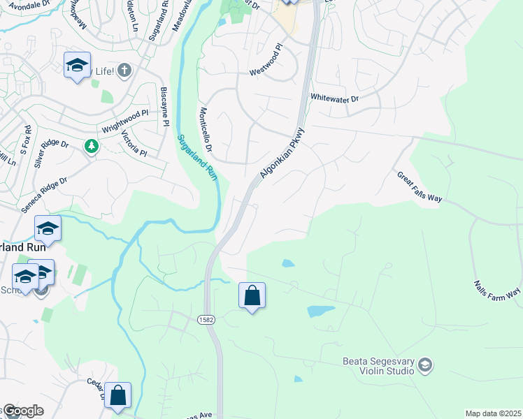 map of restaurants, bars, coffee shops, grocery stores, and more near 21154 Millwood Square in Great Falls