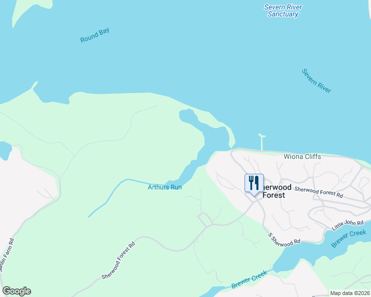 map of restaurants, bars, coffee shops, grocery stores, and more near in Sherwood Forest