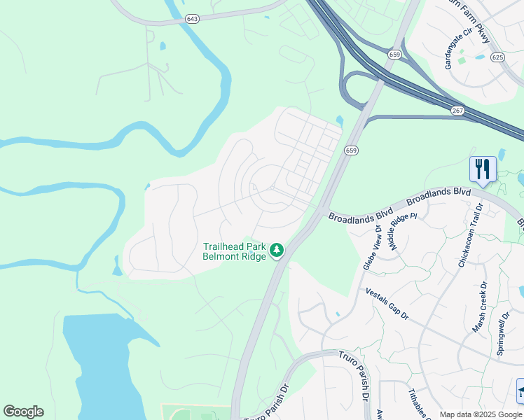map of restaurants, bars, coffee shops, grocery stores, and more near 42526 Rosalind Street in Ashburn