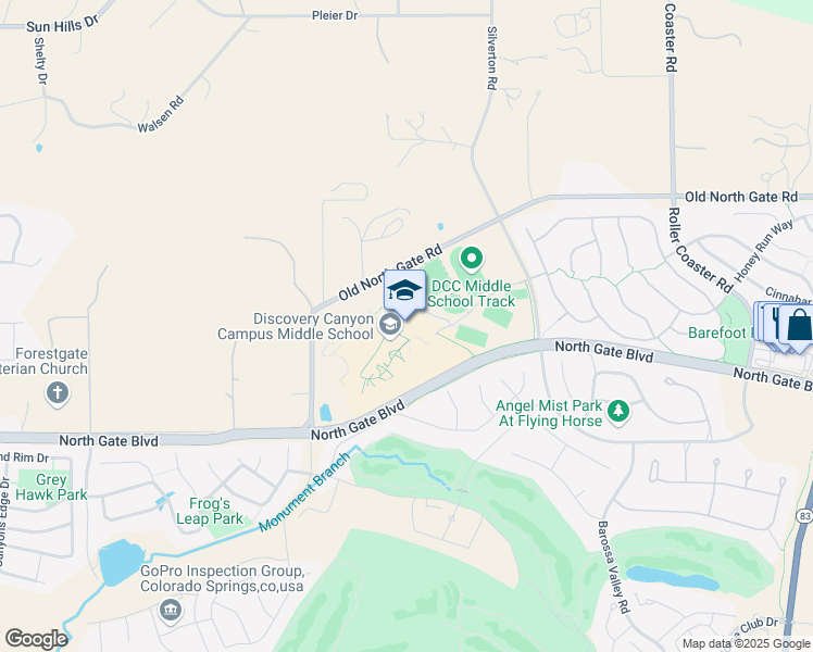 map of restaurants, bars, coffee shops, grocery stores, and more near 1810 North Gate Boulevard in Colorado Springs